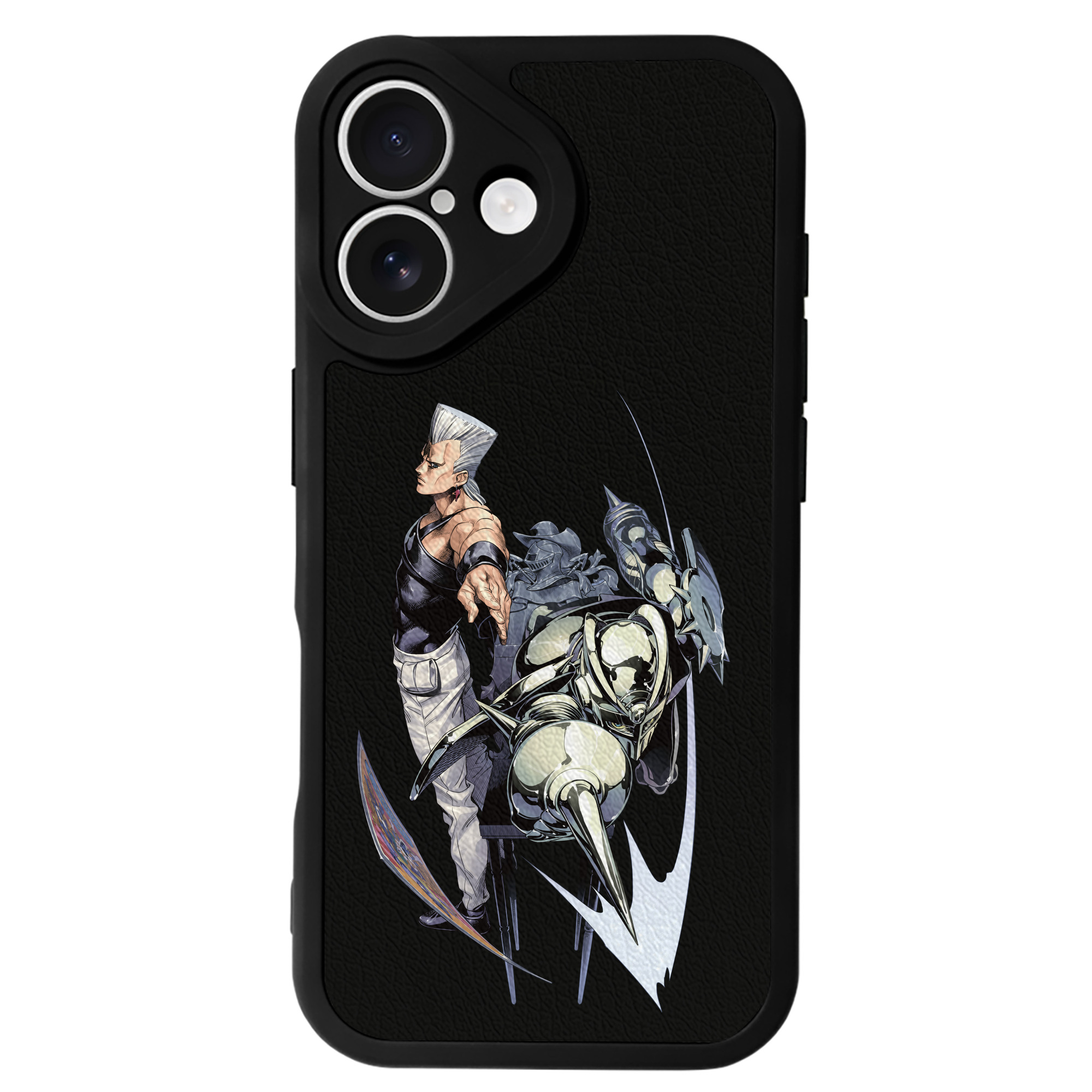 （画像用） ジョジョの奇妙な冒険 ジャン＝ピエール?ポルナレフ JoJo's Bizarre Adventure Jan Pierre Polnareff 【iPhone 16シリーズ対応】シリコンスマホケース（レザー調） 材質：シリコン